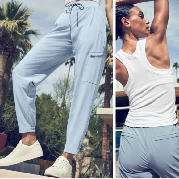 Athleta Pants - Athleta Go Far Travel Cargo Pant Size 4 Blue Star Pull-On Stretch Jogger